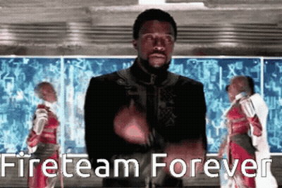 Man With Arms Crossed Before Fireteam Forever Screen GIF