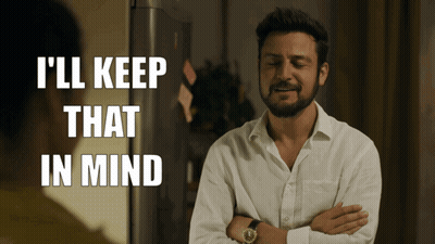 Man With Arms Crossed Saying I'll Keep That In Mind GIF