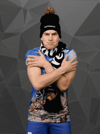 Man With Arms Crossed Wearing Scarf And Tuff Hat GIF