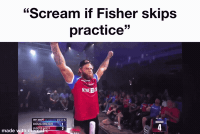 Man With Arms In Air Scream If Fisher Skips Practice GIF
