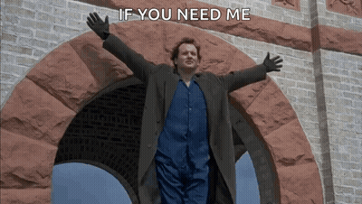 Man With Arms Outstretched In Front Of Brick Arch Saying If You Need Me GIF