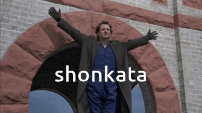 Man With Arms Outstretched In Front Of Brick Archway With Shonkata GIF