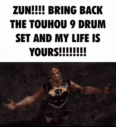 Man with Arms Outstretched Saying Bring Back Touhou 9 Drum Set