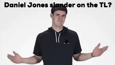 Man With Arms Outstretched Saying Daniel Jones Slander
