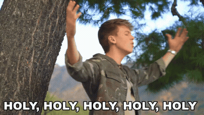 Man With Arms Outstretched Says Holy Holy Holy GIF