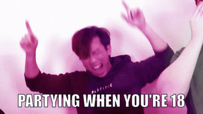 Man With Arms Up Partying When You're 18 GIF