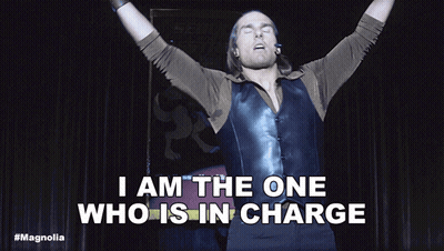 Man With Arms Up Saying I Am The One Who Is In Charge GIF