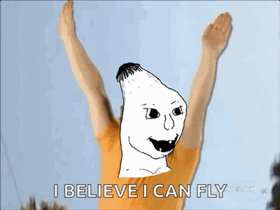 Man With Arms Up Saying I Believe I Can Fly GIF