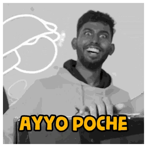 Man With Ayyo Poche Text Sticker