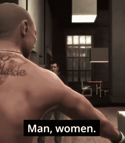 Man With Back Tattoo Talking To Woman GIF