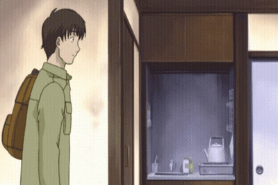 Man With Backpack In Kitchen GIF