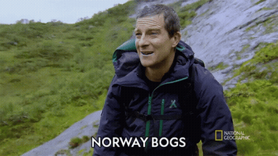Man With Backpack Says Norway Bogs GIF