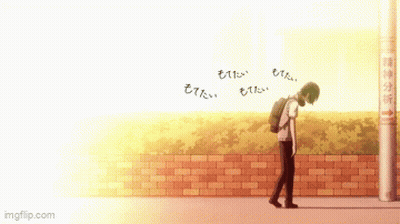 Man With Backpack Walking Past Brick Wall GIF