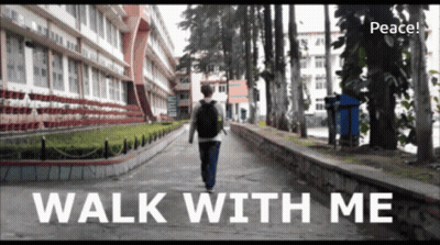 Man With Backpack Walking Saying Walk With Me GIF