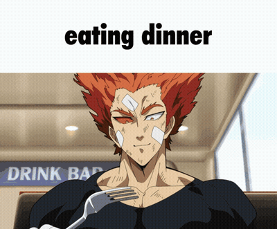 Man With Bandage Holding Fork By Drink Bar Sign GIF