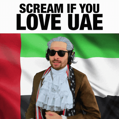 Man With Bandage In Front Of UAE Flag GIF