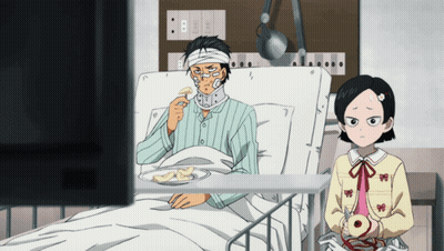 Man With Bandage In Hospital Bed Girl Looking On GIF