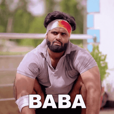 Man With Bandage Squatting Baba GIF