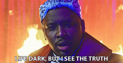 Man With Bandana And Life Dark Words GIF