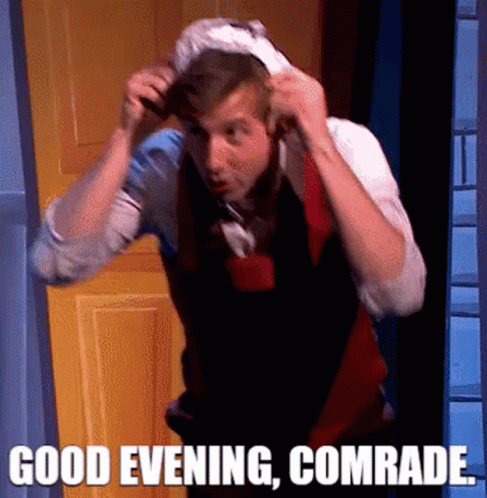 Man With Bandana Saying Good Evening Comrade GIF