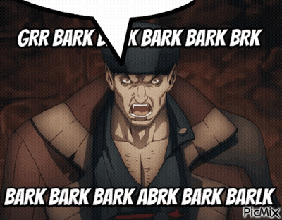 Man With Bark Bark Bark Speech Bubble GIF