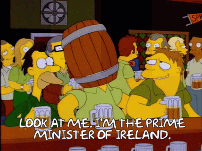 Man With Barrel On Head Says I'm Prime Minister Of Ireland GIF