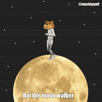 Man With Bear Head Walking On Moon GIF