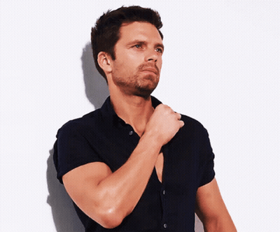 Man With Beard Adjusting Shirt GIF