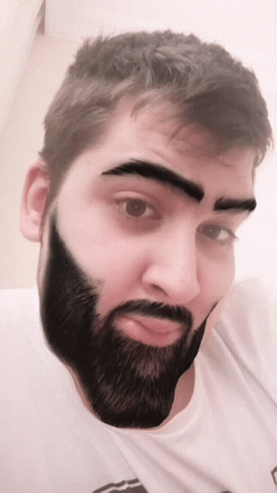 Man With Beard And Eyebrows In White T-Shirt GIF