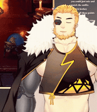 Man With Beard And Feathered Cape Standing In Room GIF