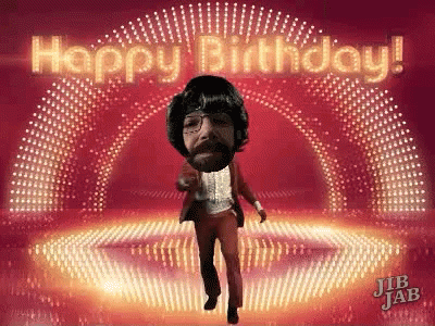Man With Beard And Glasses Dancing Happy Birthday GIF
