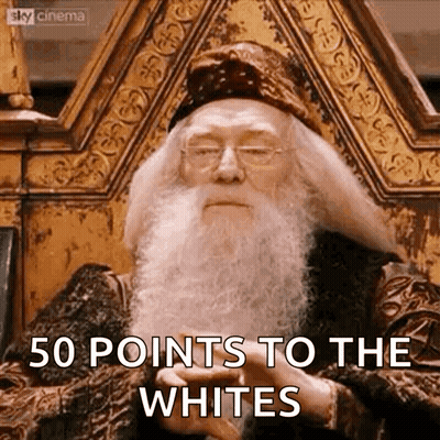 Man With Beard And Glasses On Throne Saying 50 Points To The Whites GIF