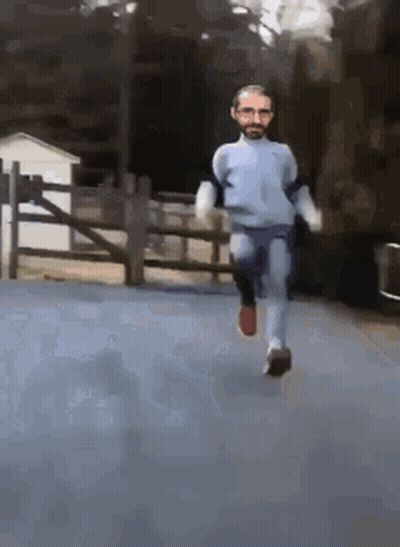 Man With Beard And Glasses Running GIF