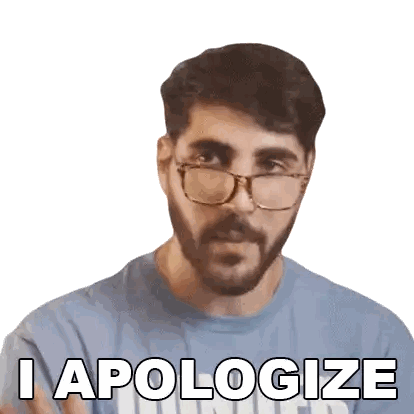Man With Beard And Glasses Saying I Apologize Sticker