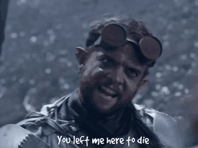 Man With Beard And Goggles Saying You Left Me Here To Die GIF