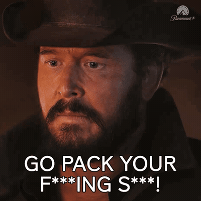 Man With Beard And Hat Saying Go Pack Your F***ing S*** GIF