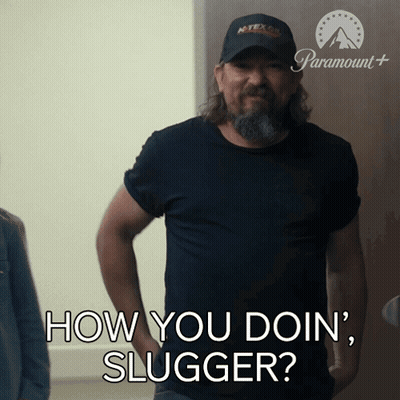 Man With Beard And Hat Says How You Doin Slugger GIF