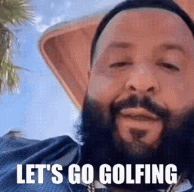 Man With Beard And Hat Says Let's Go Golfing GIF