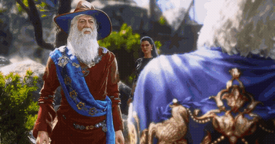 Man With Beard And Hat Standing Next To Woman GIF