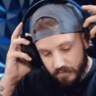 Man With Beard And Hat Wearing Headphones GIF