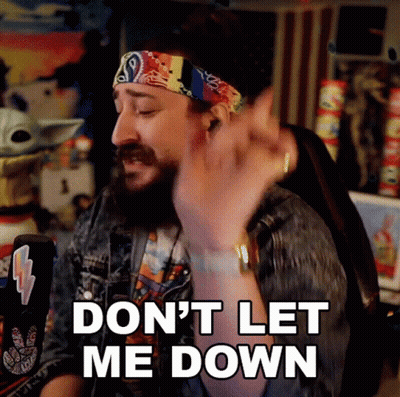 Man With Beard And Headband Says Don't Let Me Down GIF