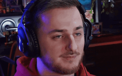 Man With Beard And Headphones In Red Shirt GIF