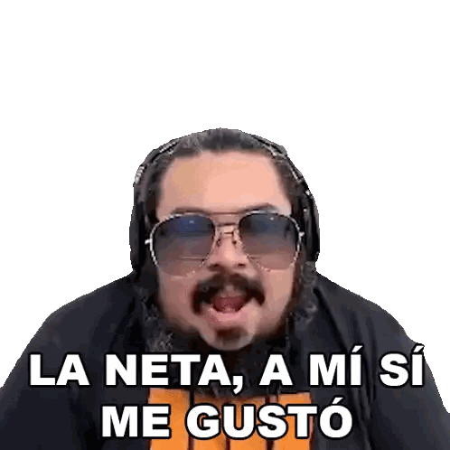 Man With Beard And Headphones Saying La Neta Sticker