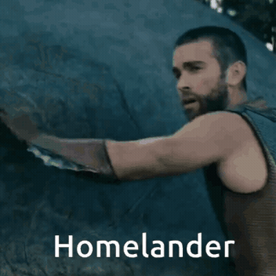 Man With Beard And Homelander Text GIF
