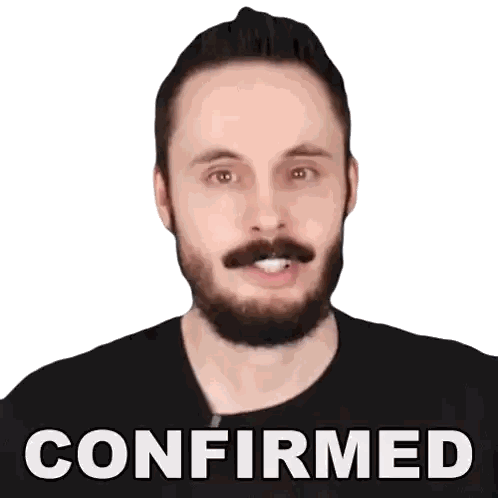 Man With Beard And Mustache In Front Of Confirmed Sign Sticker