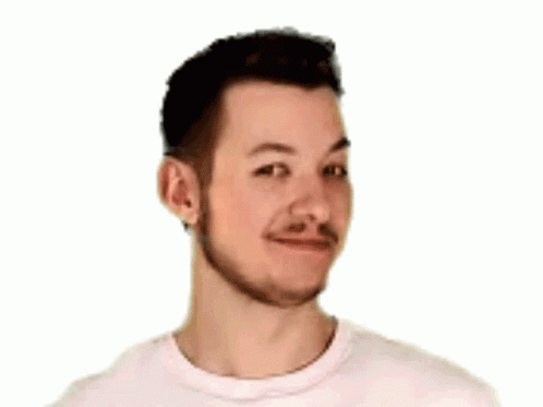Man With Beard And Mustache In White T-Shirt GIF