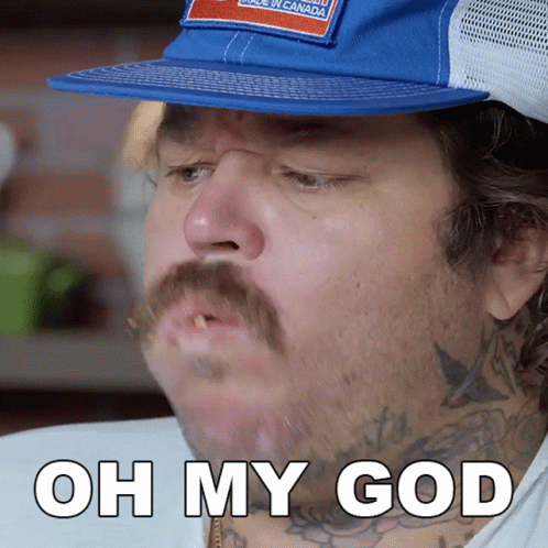 Man With Beard And Mustache Wearing Blue Hat Oh My God GIF