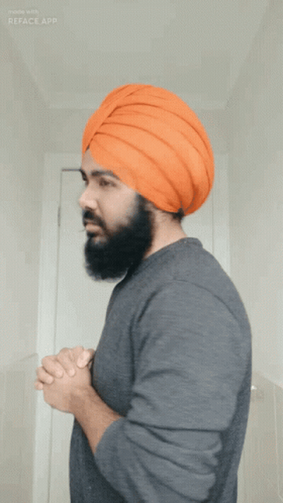 Man With Beard And Orange Turban GIF