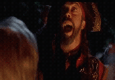 Man With Beard And Pirate Hat Screaming In Dark GIF