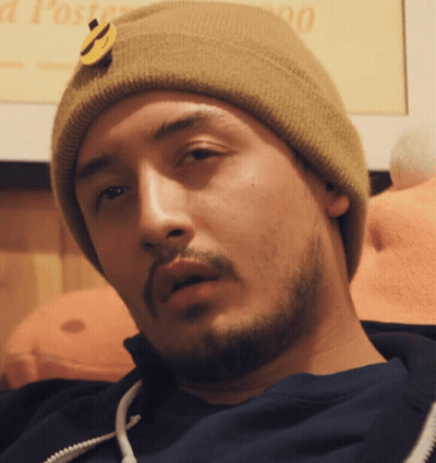 Man With Beard And Smiley Beanie GIF